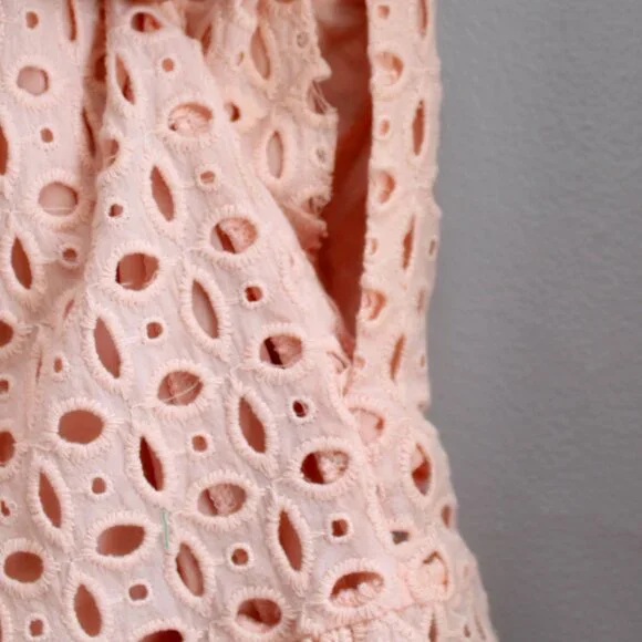 Anthropologie Pink The Somerset Eyelet Edition Tiered Mini Dress Size Medium - Picture 8 of 9